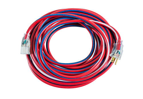 Southwire 12/3 SJTW 25' Red/White/Blue Outdoor Extension Cord With Power Light Indicator, USA 250th Anniversary Edition