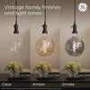 GE Vintage Style CA11 LED Light Bulb Decorative Candle Bulb Amber Glass 25 Watt Replacement